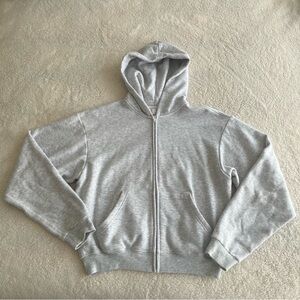 Skims Light Heather Grey Cotton Fleece Zip Up Hoodie - Size Small